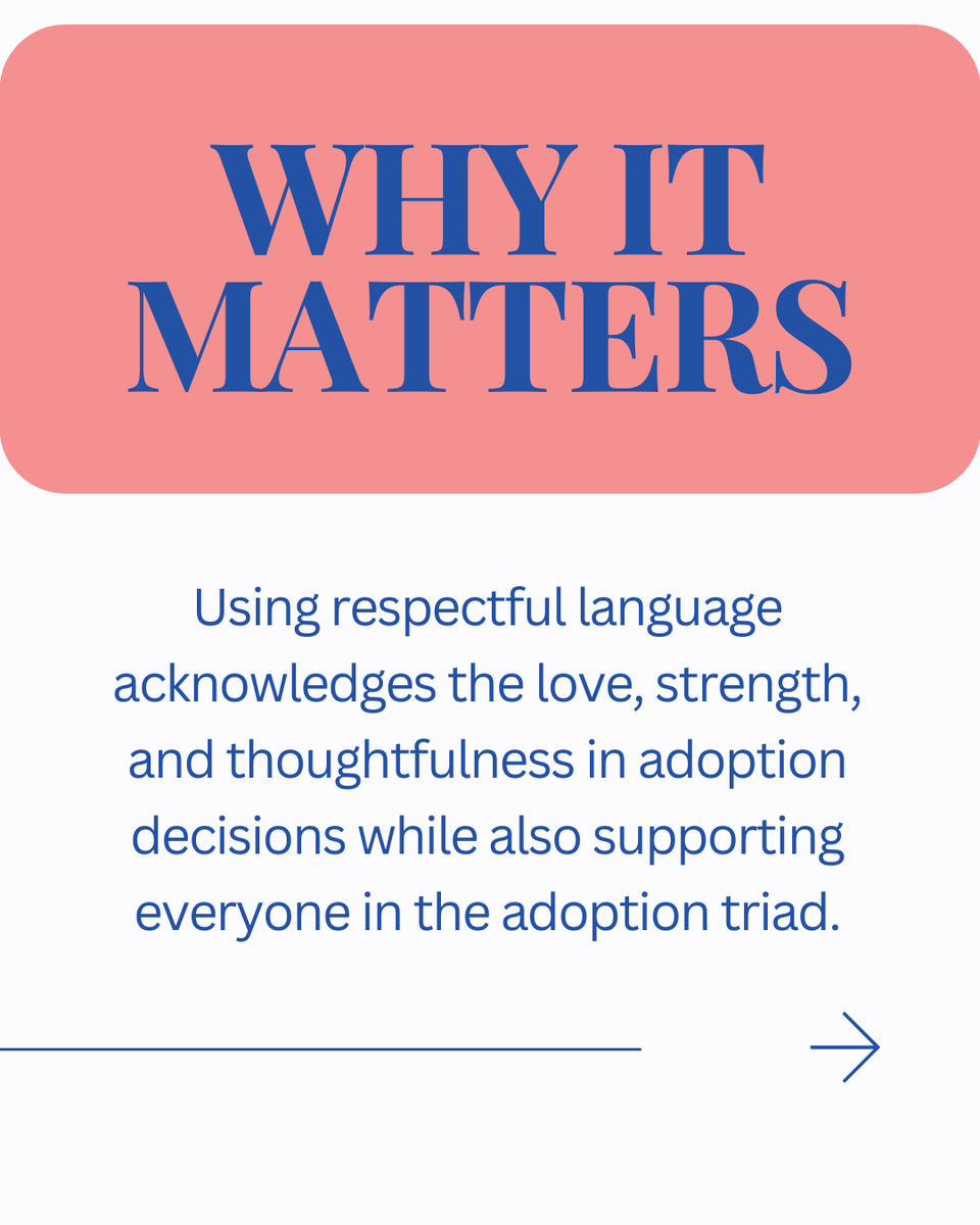 HeartAdoptions's tweet photo. When we speak about adoption with care and respect, we honor the experiences of birth parents, adoptive families, and children.

Learn a few simple language swaps that make a big difference! #HeartOfAdoptions #AdoptionLanguageMatters #RespectfulAdoption #LoveMakesAFamily https://t.co/F1Jbdxet16