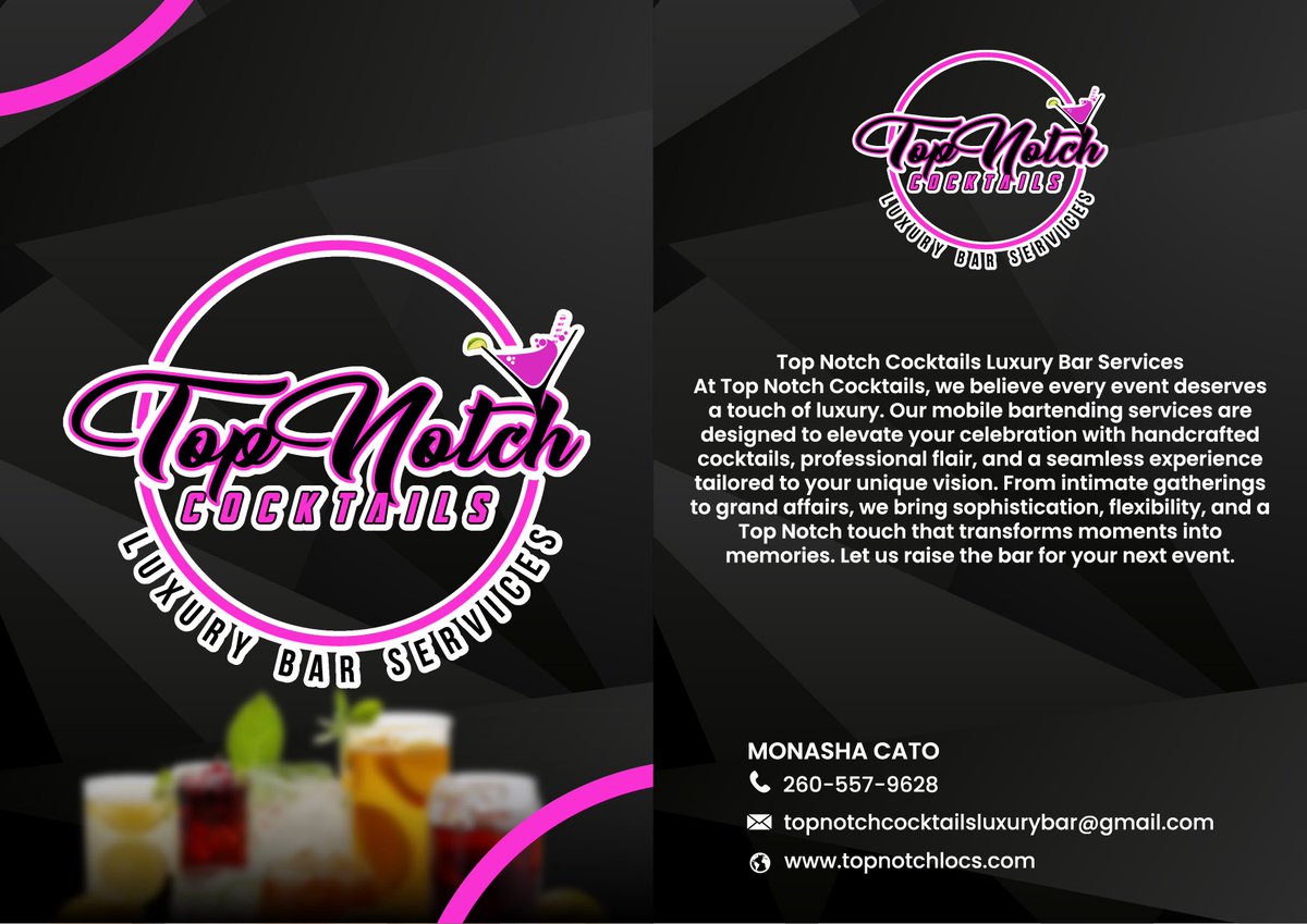 Moe_Cato's tweet photo. @Cinema_mee is simply amazing! Not only did she create my logo but also designing my full brand 🔥🔥🔥 TopNotch Cocktails LLC https://t.co/GMqZLKXbgw