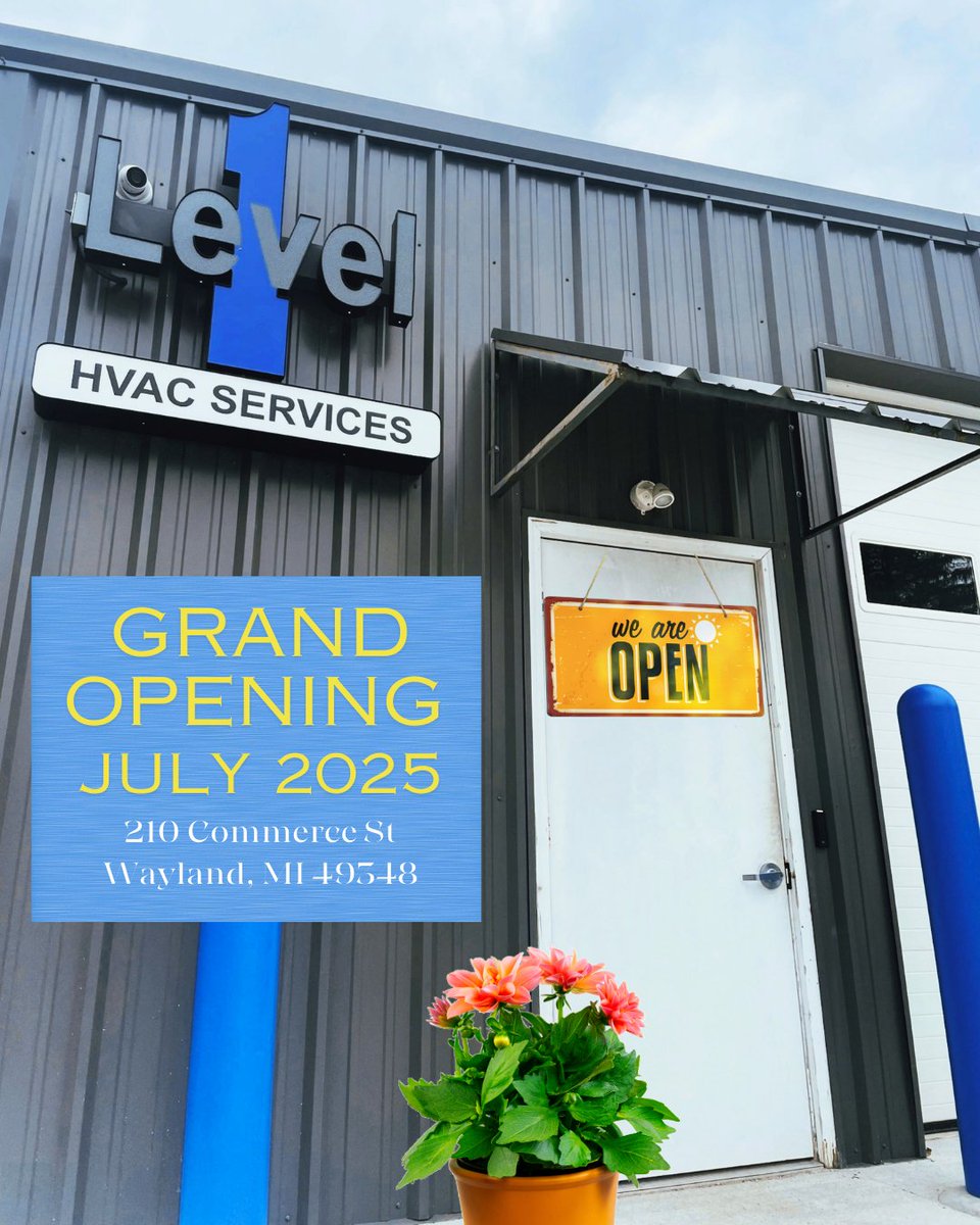 Level1HVAC's tweet image. We're officially open and serving all of Michigan! 🎉 But the excitement doesn't stop there🎉 Our Wayland office #GrandOpening celebration is coming July 2025 (Date TBD- Stay Tuned!! 🛠️❄️🔥)
#LevelOneHVAC #Wayland #CommercialHVAC
levelonehvac.com