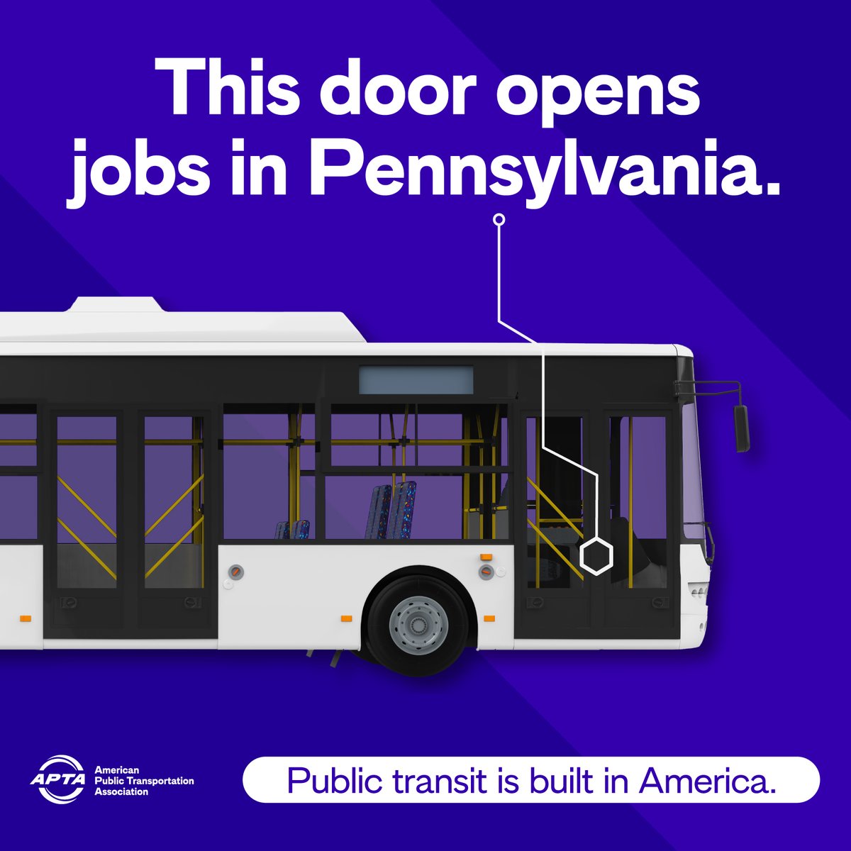 APTA_info's tweet photo. This isn’t just a bus door—it’s a job creator. In Pennsylvania and across the country, public transit investment supports manufacturing, strengthens supply chains, and grows local economies. #APTAleg25 #TransitIsEssential #PublicTransitImpact https://t.co/Q5AuPANhfu