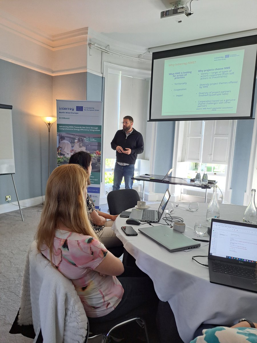 SEEnergyAgency's tweet image. During the #ECOBoost Project Partner Meeting, Matthew Thompson, Interreg NWE Project Officer, delivered an insightful presentation on the 2021–2027 programme and what Interreg NWE is aiming to achieve across its priorities.

Matthew highlighted:
- ECOBoost as a key project under