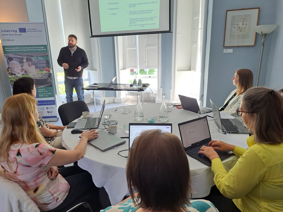 SEEnergyAgency's tweet image. During the #ECOBoost Project Partner Meeting, Matthew Thompson, Interreg NWE Project Officer, delivered an insightful presentation on the 2021–2027 programme and what Interreg NWE is aiming to achieve across its priorities.

Matthew highlighted:
- ECOBoost as a key project under