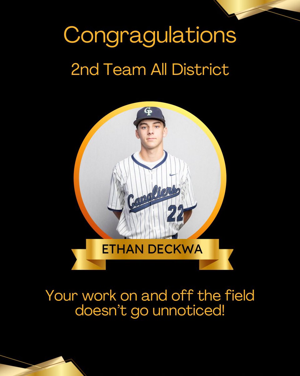 Congratulations to Ethan Deckwa for being awarded 2nd Team All District!