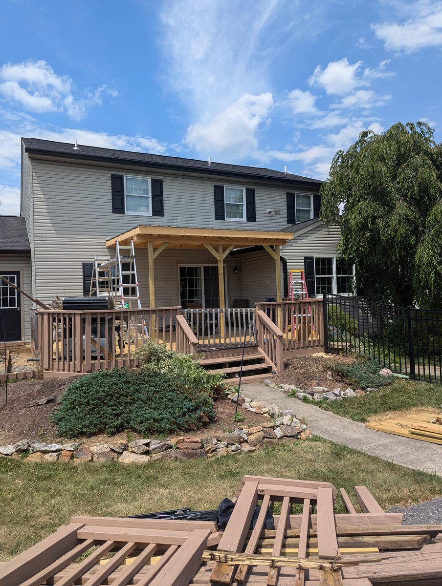 Needs a gutter and some face caps and it will be finished