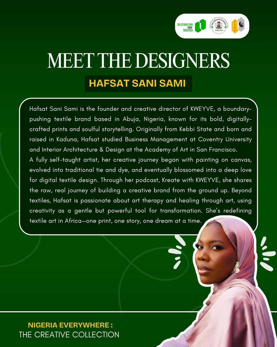 Fmactce_Nigeria's tweet image. In June 2025, their work will take center stage at the Nigeria Everywhere Weekend, alongside the 68th UN Commission for Tourism (CAF).

This is more than design, this is heritage in motion.

#FMACTCE #NigeriaEverywhere #CreativeCollection #DesignForTheCulture #Culturallnnovation…