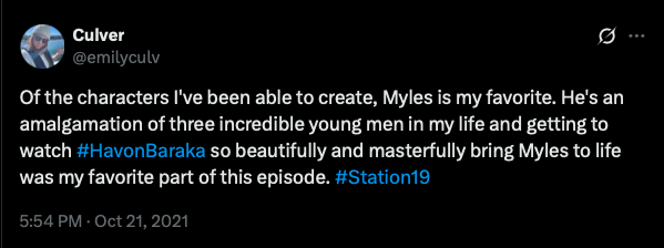 Special shoutout to Havon Baraka as Myles Anthony Trudeau. 👏 This scene was so beautifully done. ❤️

"Kids were mean to me, too. Some people think that I'm weird just 'cause I'm different." 

Myles and Jack had us weeping! 🥺
#Station19 #SaveStation19