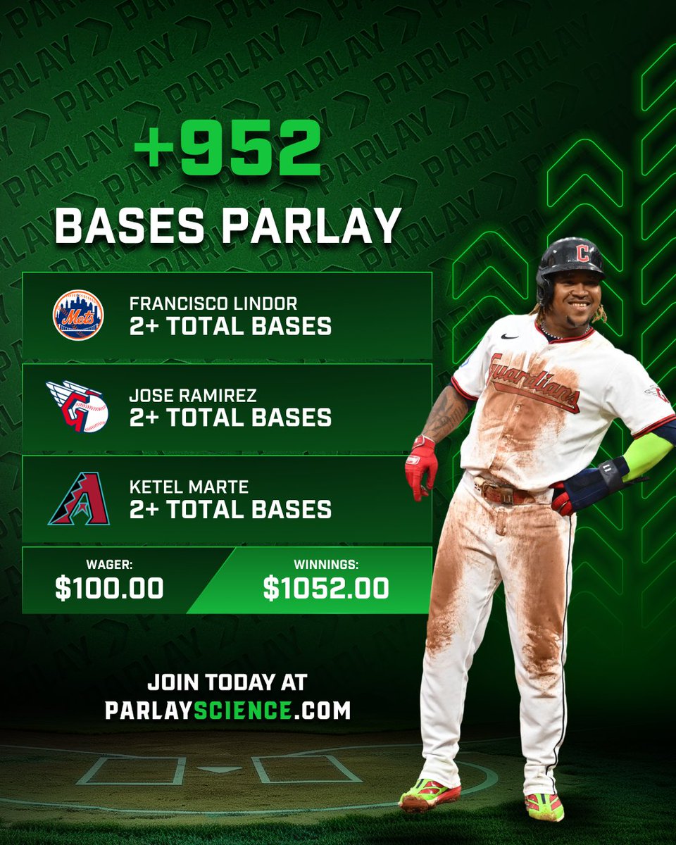 ParlayScience's tweet photo. BASES PARLAY ⚡️

Couldn't ask for a better three guys to come through for us today 🤝

🔗 Tail link -> https://t.co/oj69F9IGMv https://t.co/dJUy9131Na