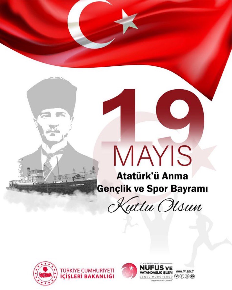 Ulu Önder Mustafa Kemal ATATÜRK’ün Türk Gençlerine armağanı, istiklal ve istikbal mücadelemizin başlangıcı 19 Mayıs Atatürk’ü Anma Gençlik Ve Spor Bayramımız kutlu olsun. 🇹🇷