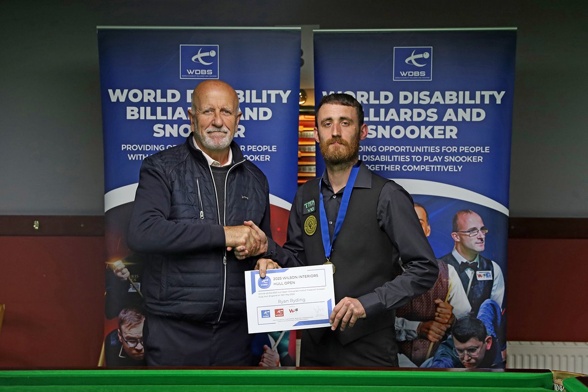 World Disability Billiards and Snooker (@wdbsofficial) on Twitter photo ✍️ WINNERS CROWNED AT 2025 WILSON INTERIORS HULL OPEN 🥇
The final ranking event of the 2024/25 season took place last weekend at the Tradewell Snooker Club in Hull.
Read more ➡️ wdbs.info/winners-crowne…
#DisabilitySnooker | <a href="/WilsonIntHull/">Wilson Interiors</a> ✍️ WINNERS CROWNED AT 2025 WILSON INTERIORS HULL OPEN 🥇
The final ranking event of the 2024/25 season took place last weekend at the Tradewell Snooker Club in Hull.
Read more ➡️ wdbs.info/winners-crowne…
#DisabilitySnooker | <a href="/WilsonIntHull/">Wilson Interiors</a>