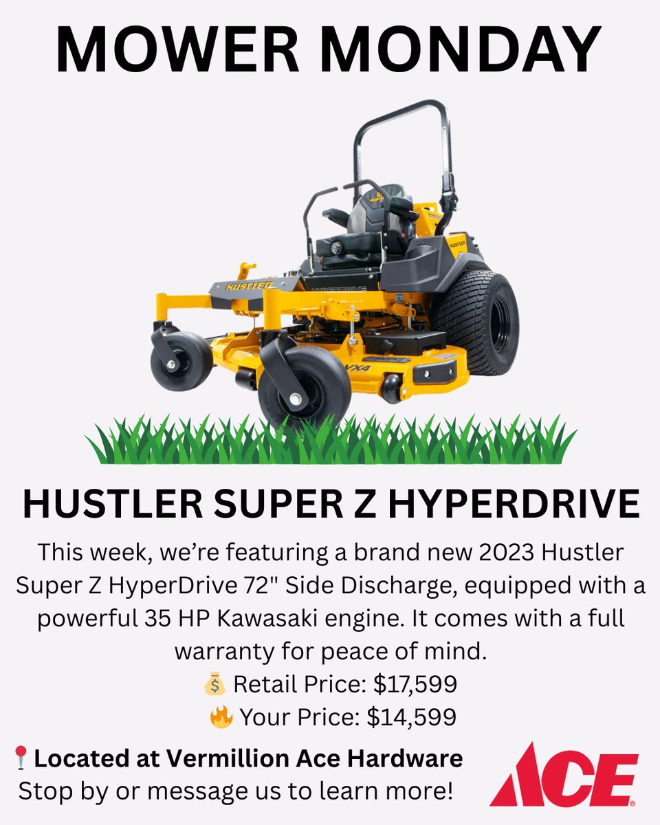 vermacehardware's tweet photo. 🌱 Happy Mower Monday! 🌱
Kickstart your week with the best in lawn care! Whether you're looking for power, performance, or reliability, we’ve got the perfect mower for you. Check back every Monday for our featured picks and unbeatable deals!
#MowerMonday #LawnCare... https://t.co/IOEe0ZAB7G
