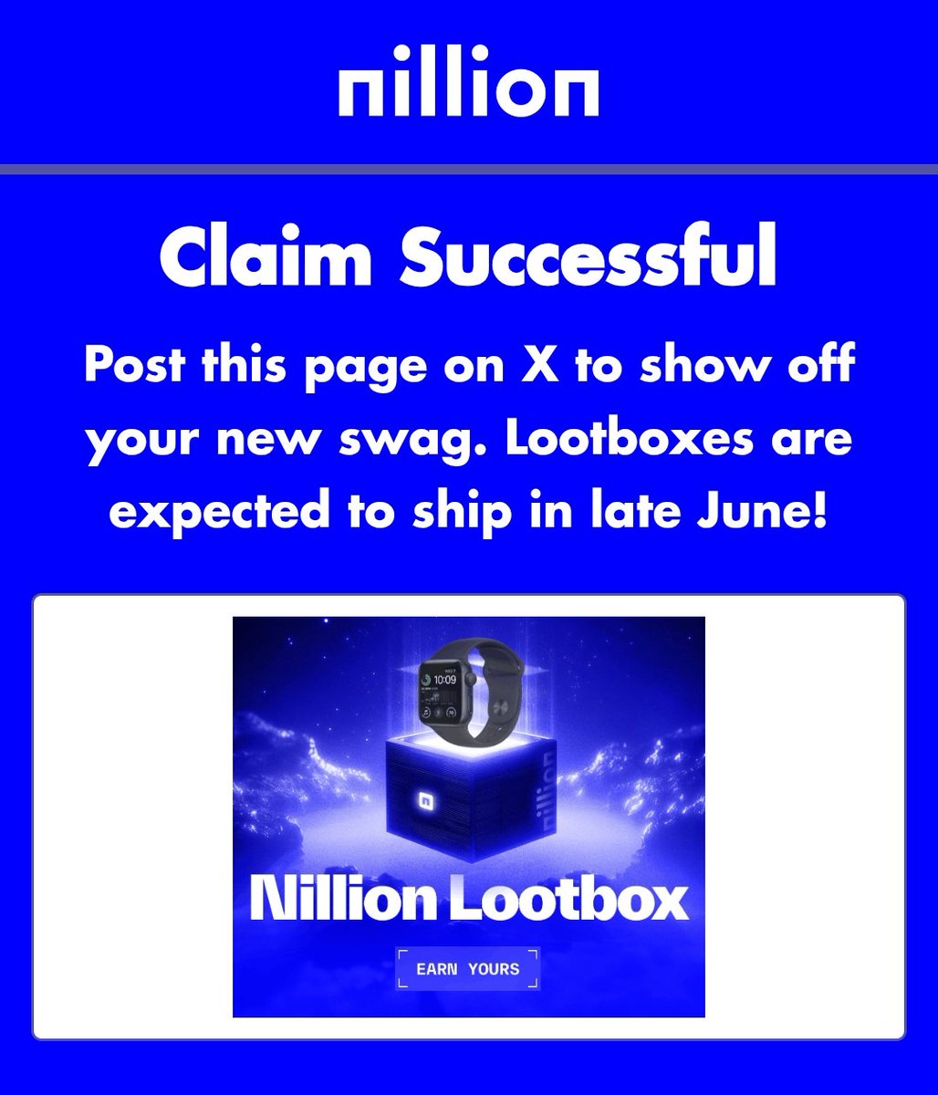 Gnillion!!!
Cant believe I get a Lootbox from @nillionnetwork x <a href="/FulcraDynamics/">Fulcra Dynamics</a> 🔥🔥🔥
The lootbox also contain an <a href="/Apple/">Apple</a> Watch 🥳🥳🥳