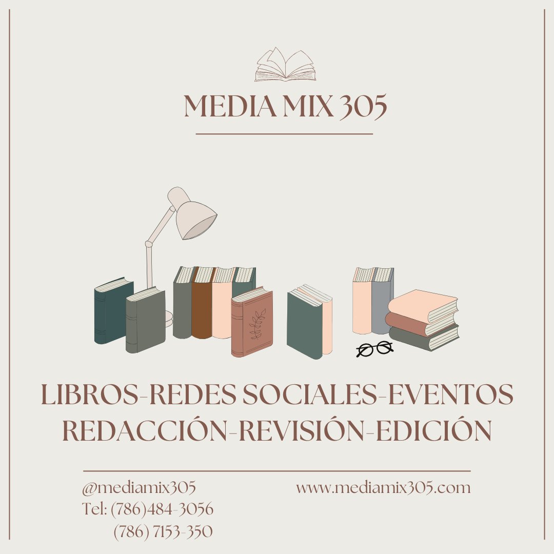 Te acompañamos en la aventura de la redacción, revisión, edición y promoción de tu libro. Tú puedes también. Promoción en redes sociales, productos digitales y organización de eventos #libros #escritura 
síguneos en <a href="/mediamix305/">Mediamix305</a>