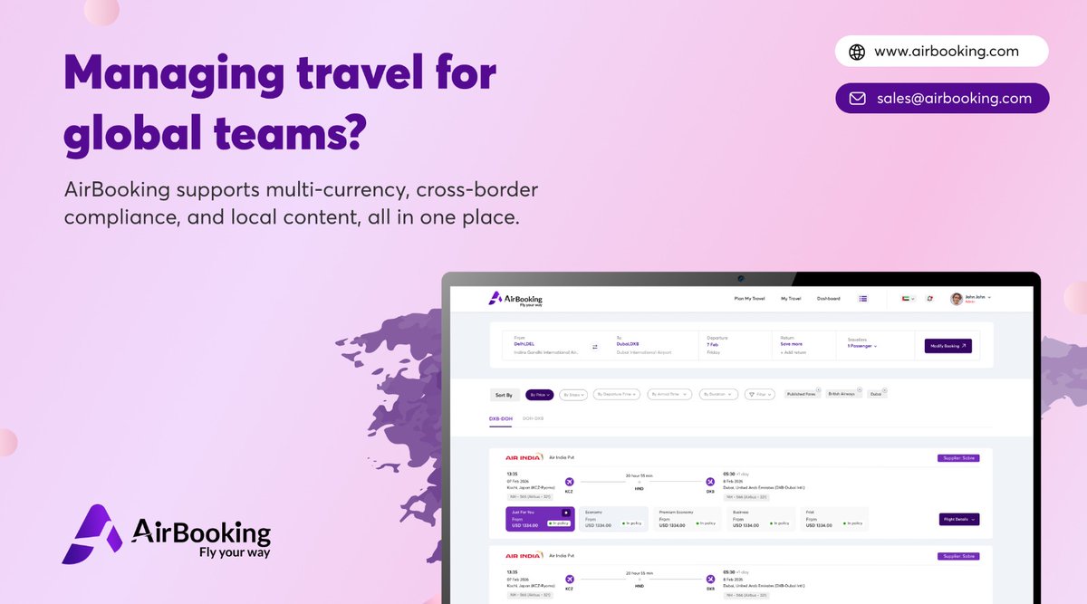 AirBookingUAE's tweet photo. Airbooking supports multi-currency payments, localized content, and cross-border policy controls, making international travel simple and compliant.

Talk to us today at sales@airbooking.com

#Airbooking #GlobalTeams #InternationalTravel #MultiCurrencyPayments #GlobalBusiness https://t.co/Xs7ixrZjP9