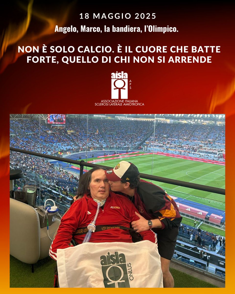 💛❤️ Una partita, una promessa mantenuta.
Marco porta il papà Angelo, malato di SLA, allo stadio.
Una storia di amore, memoria e passione giallorossa.
Grazie <a href="/OfficialASRoma/">AS Roma</a>  💙
👉 Leggi l’articolo: aisla.it/cuore-gialloro…
#SLA #AISLA #personecheaiutanopersone