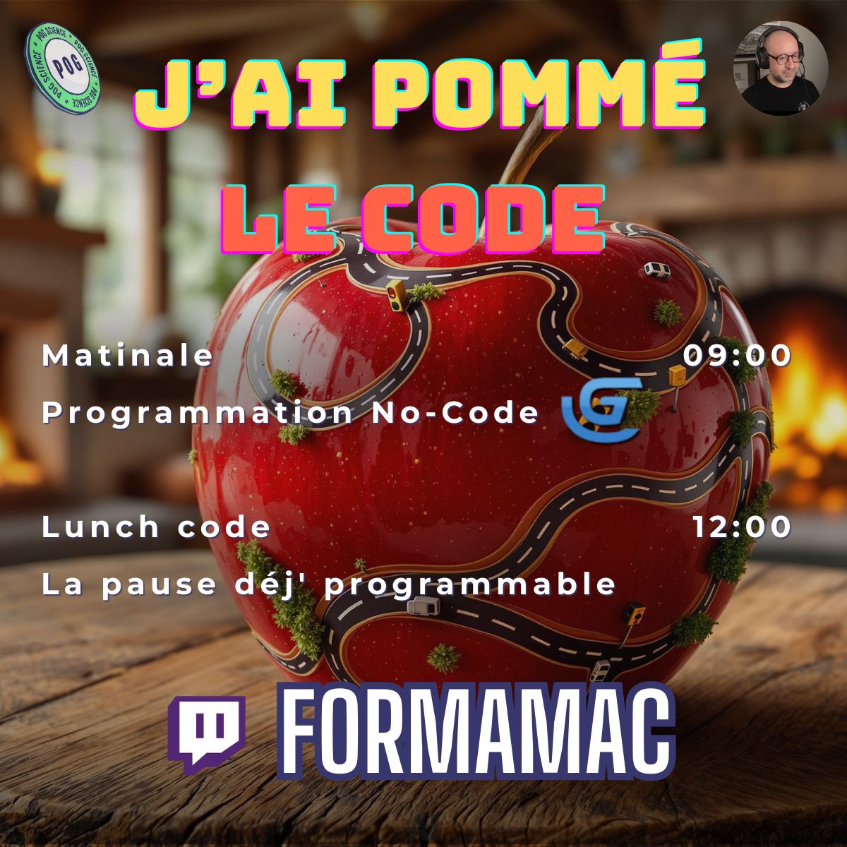 PogScience's tweet photo. 🍎 Demain 9h, Formamac fait sa matinale avec vous autour du #nocode.
➡️ https://t.co/SlNY8sGsgy
#twitch #vulgarisation #informatique #jeuvidéo #programation #jaipommélecode https://t.co/e5kiImRGLC