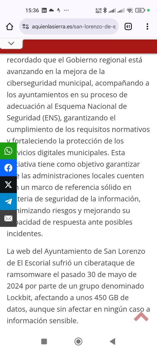 albertohdm's tweet photo. El 25 de junio de 2024 el @aytosanlorenzo me aseguró que no habían sido víctimas de un ciberataque a pesar de proporcionar información publicada en diferentes foros de confianza.

Hoy, leyendo noticias de la zona, me encuentro esto:

https://t.co/QX0ekQR78Z https://t.co/BAiAnCRcZM