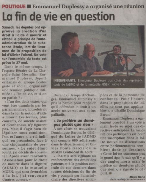 La République du Centre - Lundi 19 mai 2025
<a href="/ADMDFRANCE/">Mourir dans la Dignité</a> <a href="/ADMDPRESSE/">ADMD - Service Presse</a> #LoiFindeVie #FindeVie #DirectivesAnticipées