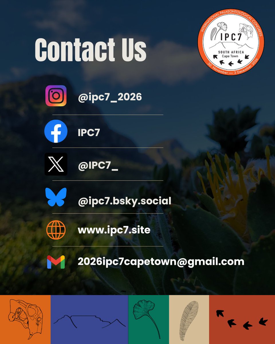 Stay Connected with IPC7! 
👉Want to keep up with the latest updates, announcements, and activities for the IPC7?
📲 Follow us on all our social media channels and website!
📧 Got questions? Reach out via email!

#IPC7 #Palaeontology