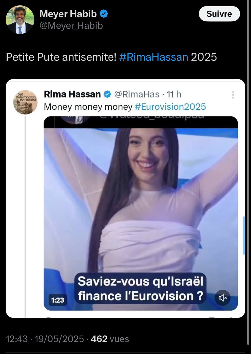 Fouz (@fouziabdj57) on Twitter photo <a href="/Meyer_Habib/">Meyer Habib</a> La saloperie de gros porc déchu est en plus un lâche qui n assume pas d’avoir insulté une élue de la nation de »petite pute « et change son tweet
<a href="/RimaHas/">Rima Hassan</a> tu as tout le soutien des femmes de ce pays
Cette ordure rongé par la haine doit être trainé devant les tribunaux <a href="/Meyer_Habib/">Meyer Habib</a> La saloperie de gros porc déchu est en plus un lâche qui n assume pas d’avoir insulté une élue de la nation de »petite pute « et change son tweet
<a href="/RimaHas/">Rima Hassan</a> tu as tout le soutien des femmes de ce pays
Cette ordure rongé par la haine doit être trainé devant les tribunaux