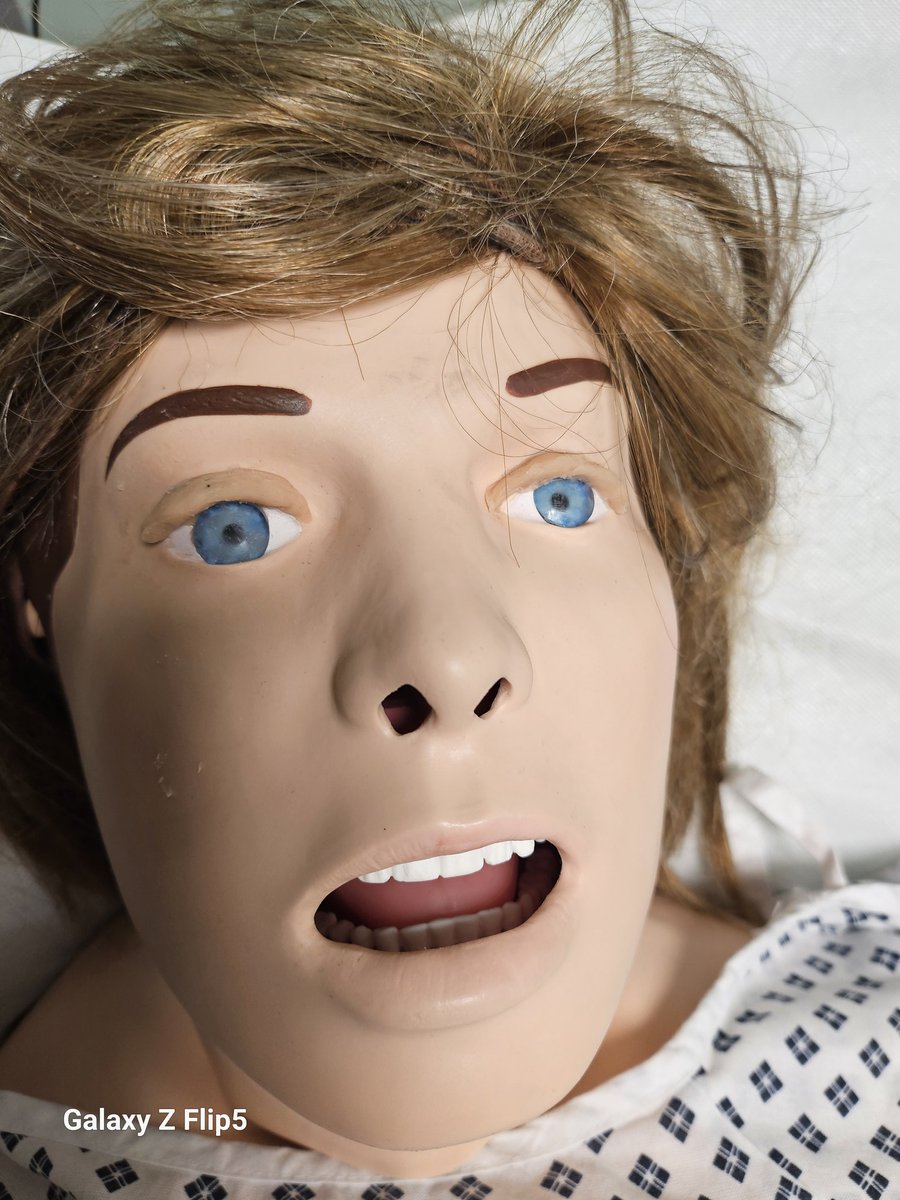 cazandal's tweet photo. A quick fix: SimMoms eyes don't close and for some scenarios they really need too. So I used some nose &amp; scar modeling wax to make her some eyelids, that I can push down  when they need to close. Simple yet effective! #SimulationRocks #SimTechsRock https://t.co/e5CbKlJAyV