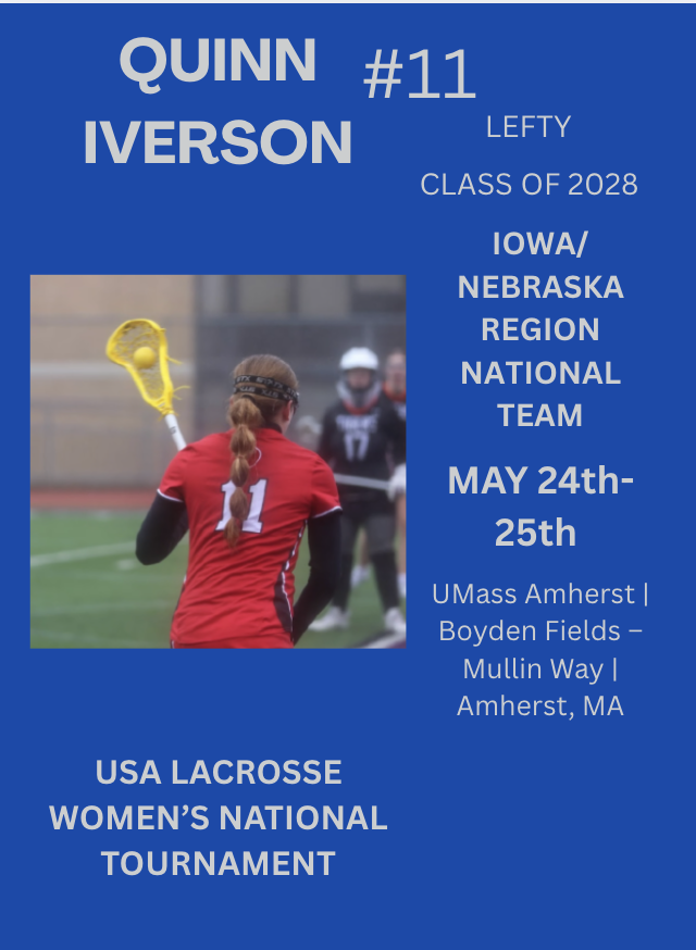 Quinn Iverson c’o 2028 (@quinniverson28) on Twitter photo Super excited to have been given oppurtunity to play in Amherst this weekend with the Iowa/Nebraska team! Schedule for Saturday is out!! #classof2028 #girlslacrosse #usalacrosse. @mercerwlax @msmcwlax @ucumberlands_wlax @smithcollegelax <a href="/skidmorewlax/">Skidmore Women's Lax</a> @nuwlax @cowwlax @clarkwlax Super excited to have been given oppurtunity to play in Amherst this weekend with the Iowa/Nebraska team! Schedule for Saturday is out!! #classof2028 #girlslacrosse #usalacrosse. @mercerwlax @msmcwlax @ucumberlands_wlax @smithcollegelax <a href="/skidmorewlax/">Skidmore Women's Lax</a> @nuwlax @cowwlax @clarkwlax