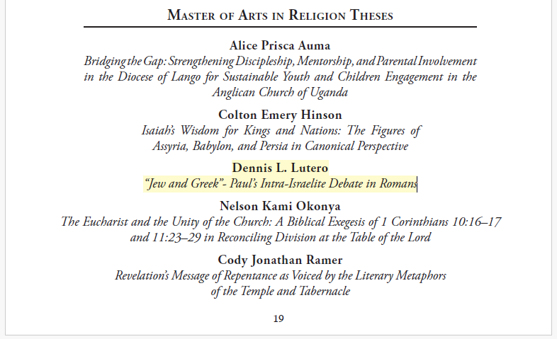 Walked the walk this weekend! MAR - Biblical Studies achieved!