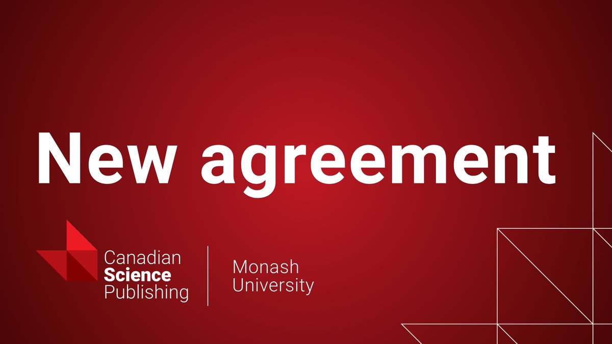 Canadian Journal of Earth Sciences (@canjearthsci) on Twitter photo We're pleased to welcome <a href="/MonashUni/">Monash University</a> to our #OpenAccess partnerships!
With this new agreement, #MonashUni authors can publish Open Access in our journal with APCs waived and enjoy full read access to <a href="/cdnsciencepub/">Canadian Science Publishing</a>'s journal portfolio 📖🤝 Learn more ▶️ ow.ly/Yye750VLB9j We're pleased to welcome <a href="/MonashUni/">Monash University</a> to our #OpenAccess partnerships!
With this new agreement, #MonashUni authors can publish Open Access in our journal with APCs waived and enjoy full read access to <a href="/cdnsciencepub/">Canadian Science Publishing</a>'s journal portfolio 📖🤝 Learn more ▶️ ow.ly/Yye750VLB9j