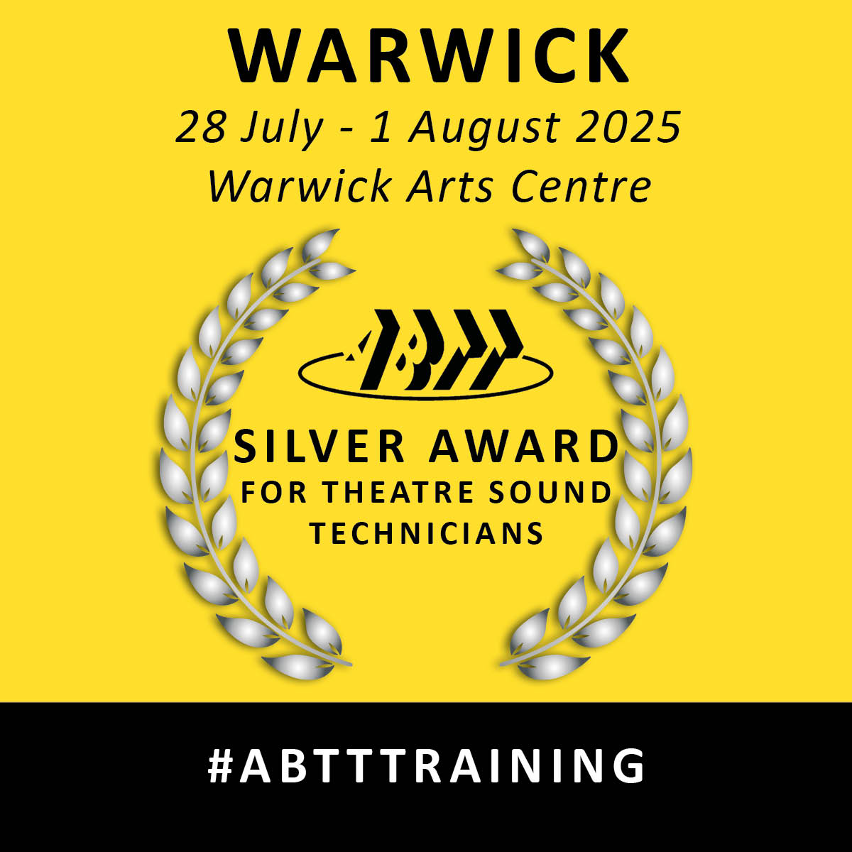 The next ABTT Silver Award for Theatre Sound Technicians takes place from July 28 - Aug 1 in Warwick providing in-depth knowledge &amp; understanding of best practices in Theatre Sound Engineering.

Find out all the details &amp; book your place: abtt.org.uk/events/abtt-si…

#ABTTTraining