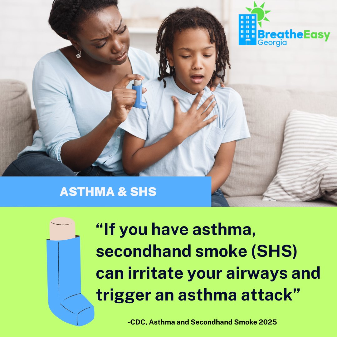 Did you know smoky air can trigger an asthma attack in people with asthma? Keeping apartments smoke-free protects residents with asthma. Learn more here. #BreatheEasyGAHomes #AsthmaAwareness