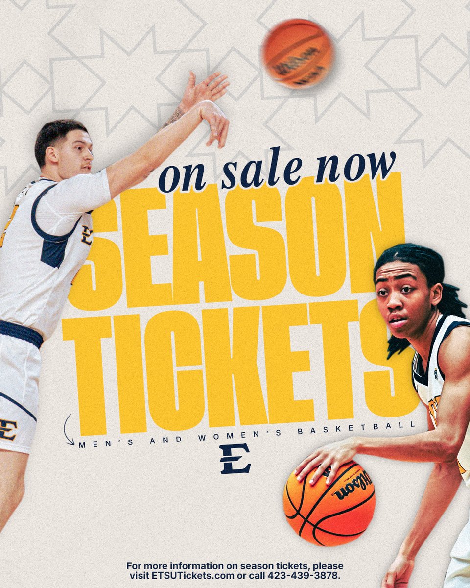 Basketball season tickets are on sale NOW! Visit ETSUtickets.com or call 423-439-3878 to lock in your seats.

🎁 Renew by June 30 for a gift + chance to win exclusive experiences!

📰 etsubucs.com/BKBTix

#GoBucs