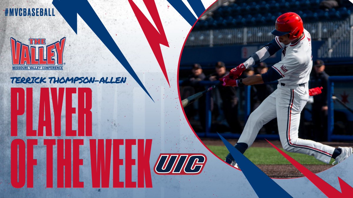 Missouri Valley Conference (@mvcsports) on Twitter photo Player of the Week➡️Terrick Thompson-Allen of <a href="/UIC_Baseball/">UIC Baseball 🔥⚾️</a>
He went .538 (7-for-13) from the dish while leading the team in slugging percentage (1.385) and on-base percentage (0.571). Thompson-Allen drove in eight runs, scoring six of his own, and registering a triple and trio Player of the Week➡️Terrick Thompson-Allen of <a href="/UIC_Baseball/">UIC Baseball 🔥⚾️</a>
He went .538 (7-for-13) from the dish while leading the team in slugging percentage (1.385) and on-base percentage (0.571). Thompson-Allen drove in eight runs, scoring six of his own, and registering a triple and trio