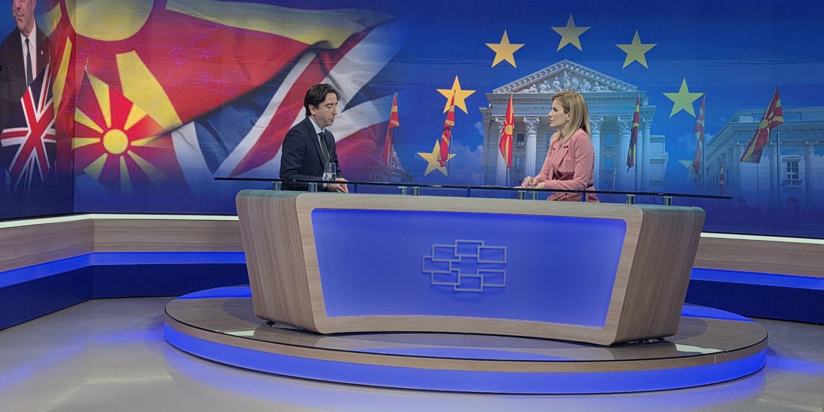This evening, as part of the Sitel TV news at 19:00h, watch my latest interview where we discuss the 🇬🇧 - 🇲🇰 Strategic Partnership and Government-to-Government Agreement - what it means for British-Macedonian relations and our collaboration on economic growth, trade, defence, and