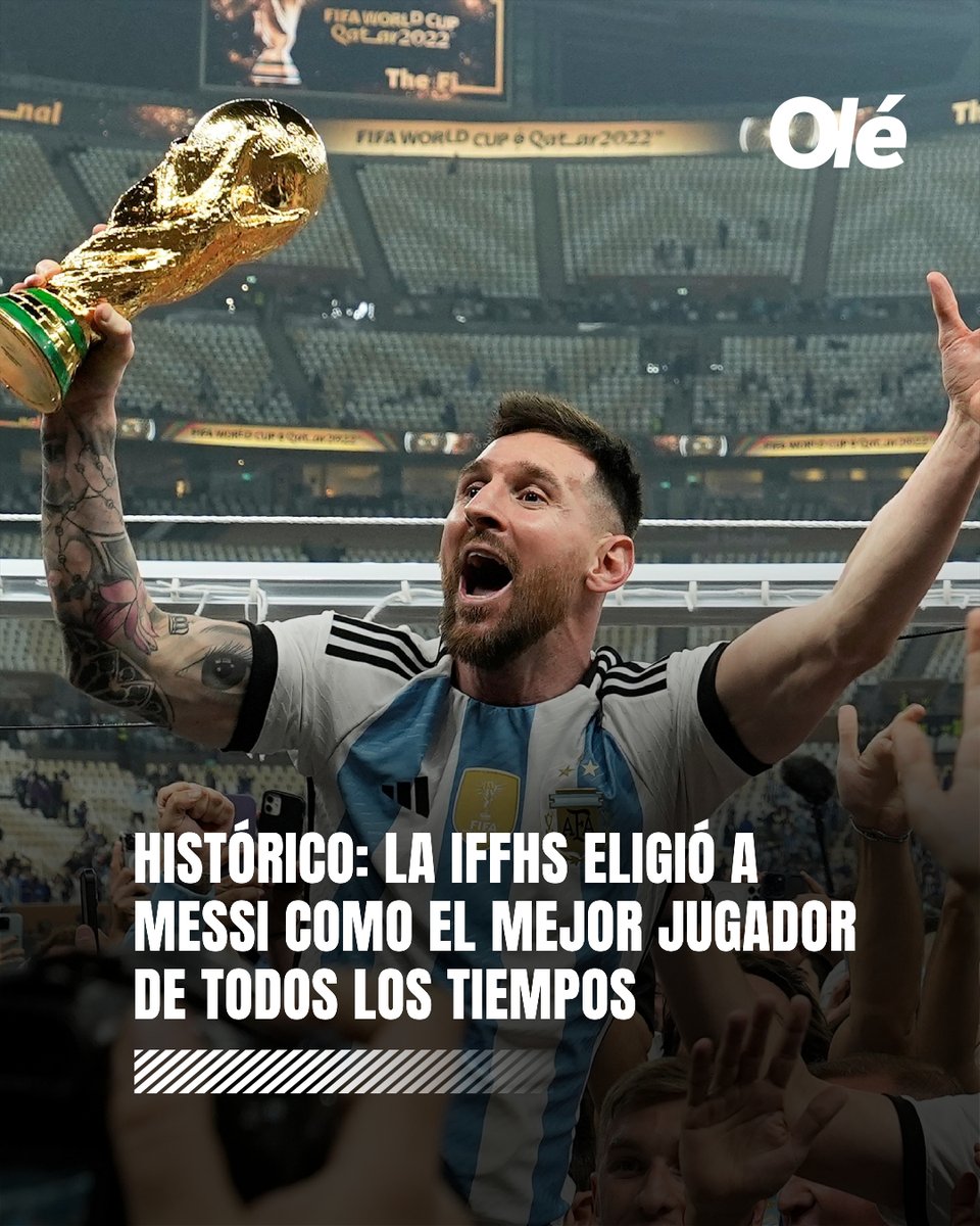 🐐🇦🇷 MESSI, ELEGIDO COMO EL MEJOR DE LA HISTORIA POR LA IFFHS

La Federación Internacional de Historia y Estadística del Fútbol, reconocida por la FIFA, publicó su ranking con los 🔟 futbolistas más destacados de todos los tiempos. Acá, la lista. 👇

1⃣ Lionel Messi 🇦🇷
2⃣ Pelé 🇧🇷