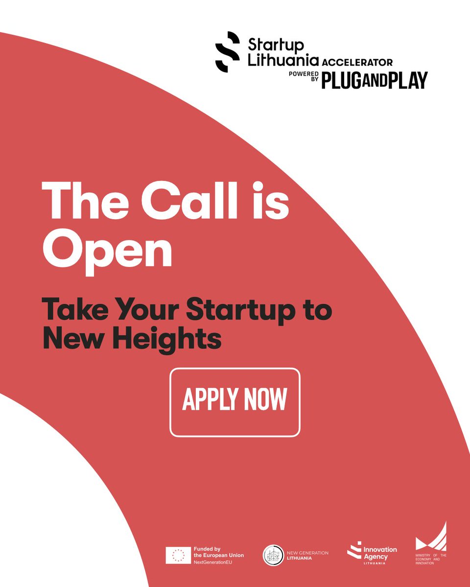 PlugandPlayTC's tweet image. 🇱🇹 🇪🇺 🌍 The Call for Applications is open for the 4th batch of the Startup Lithuania Accelerator, designed for early-stage tech startups with a vision to scale globally 
Apply here pnptc.in/3HdnPj0

 #callforstartups #startupfunding #accelerationprogram #PNPTC