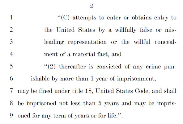 House GOP just introduced a bill, to be marked up soon, which would authorize LIFE IN PRISON for anyone who reenters after being ordered deported and is later convicted of any offense punishable by 1+ year in prison, even if only sentenced to probation or no time in jail at all.