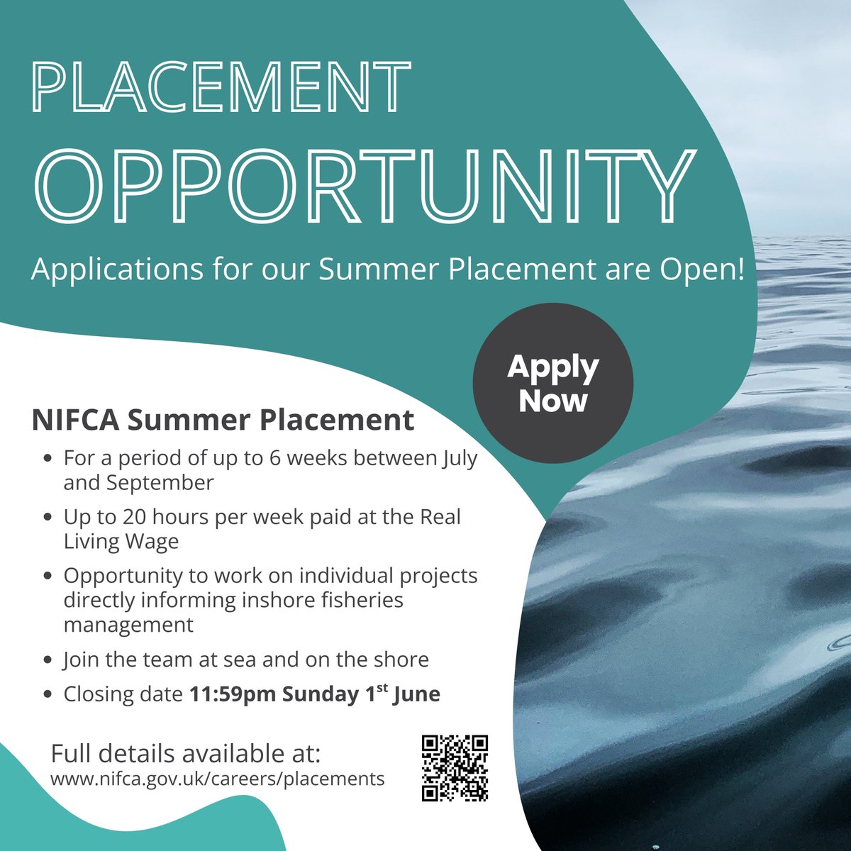 Applications for our 2025 Summer Placement are open!🦞

We're offering an exciting opportunity for a paid placement during the summer for someone to join us to help and contribute to the work we do! 🦐

For more information and how to apply, visit: nifca.gov.uk/careers/placem…