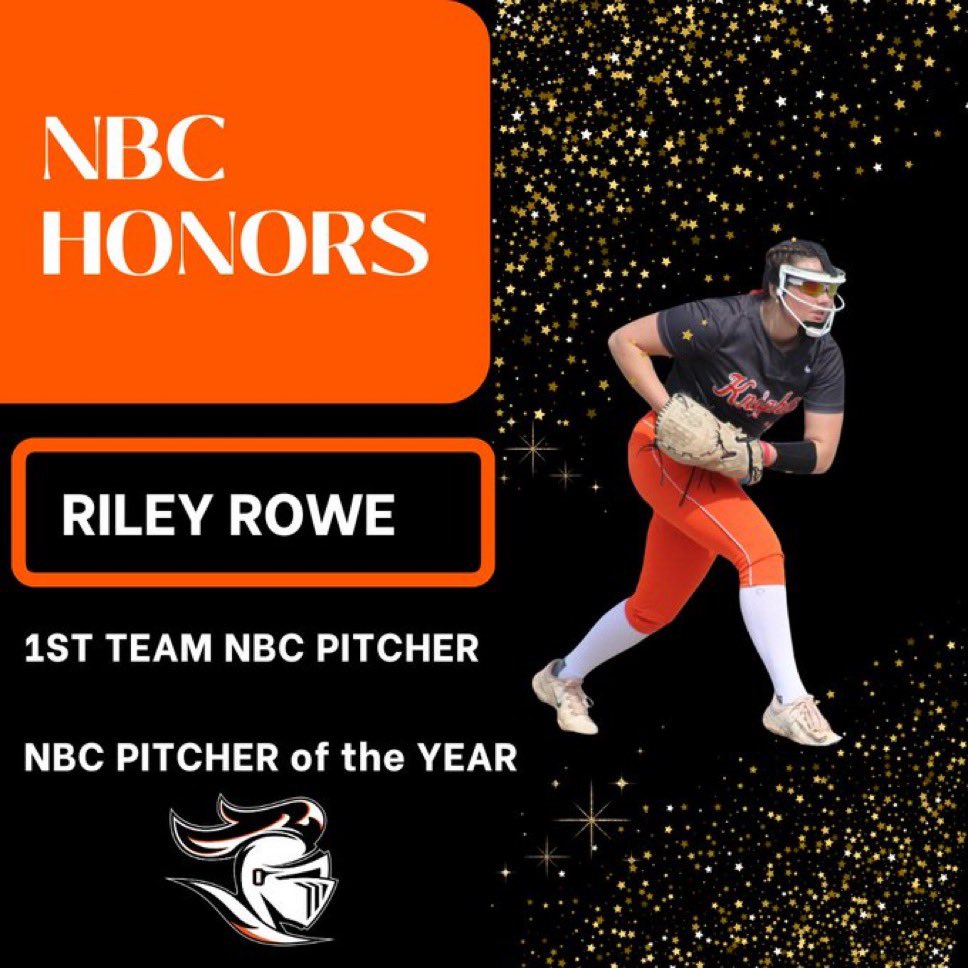 I am so excited to be named NBC Pitcher of the Year! There are so many great pitchers within our league and I loved getting to compete with all of them. Thank you to all the coaches who voted for me and for all of the support from my coaches and teammates! 
Go Knights!!🧡🖤🤍