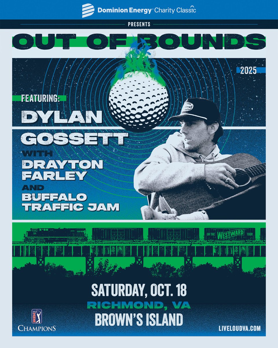 Just announced! 'Out of Bounds' feat. DYLAN GOSSETT, Drayton Farley, and Buffalo Traffic Jam at Brown's Island on Saturday, October 18th. Tickets go on sale THIS THURS, 5/22 at 10am.

Part of the Richmond Area Honda Dealers LiVE LOUD Concert Series.