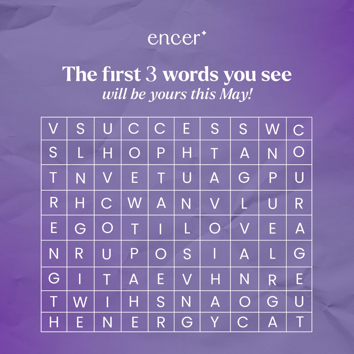 Encer_USA's tweet photo. What will you manifest this May? Let the first three words you see be yours for the days ahead! 👀💜

#CancerTreatment #CancerSupport #Oncology #OncologyCare #HomeopathicTreatment #HomeopathicSolutions #ReclaimYourEnergy https://t.co/MYmTKjCeuI