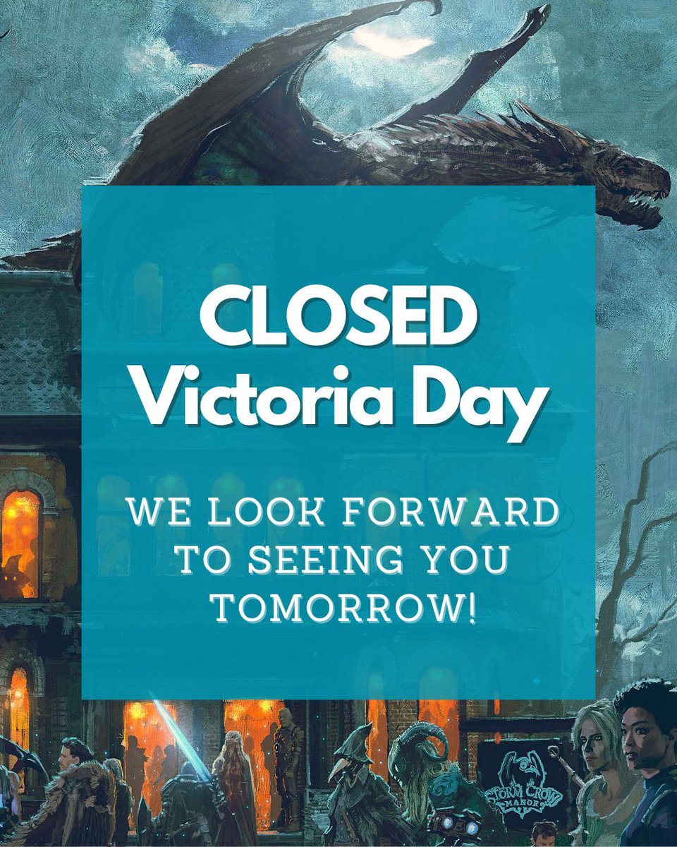 The Manor doors are closed today for Victoria Day! Time to recharge our spell slots and raise a goblet to the long weekend ⚔️
Back at it tomorrow - same geek time, same geek channel! 🎲