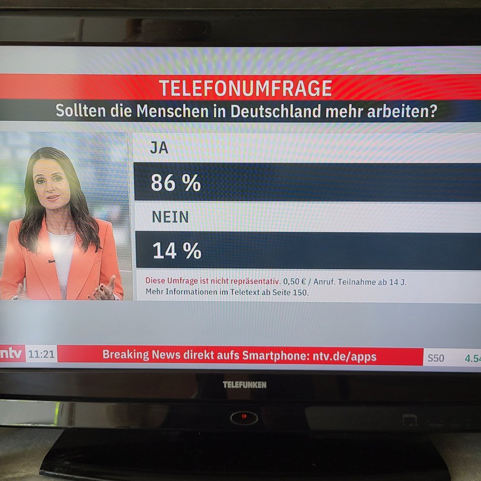 Klar, die Leute die um 11:21h tv schauen haben so eine Meinung…