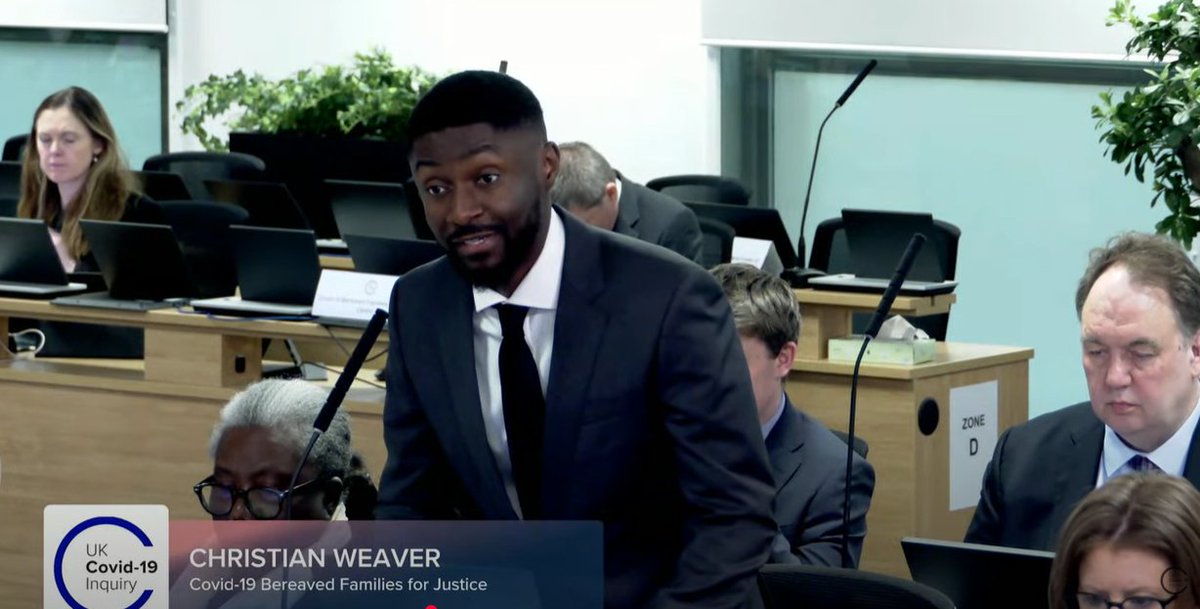 Garden Court North (@gcnchambers) on Twitter photo On behalf of <a href="/CovidJusticeUK/">Covid-19 Bereaved Families for Justice UK</a> at the Covid-19 Inquiry this morning, GCN's <a href="/ChristianKamali/">Christian Weaver</a> asked Professor Timothy Spector about the delay in marking loss of smell/taste as a criterion for testing & isolating.
"A blind spot undermining the govt's isolation efforts?" "Absolutely". On behalf of <a href="/CovidJusticeUK/">Covid-19 Bereaved Families for Justice UK</a> at the Covid-19 Inquiry this morning, GCN's <a href="/ChristianKamali/">Christian Weaver</a> asked Professor Timothy Spector about the delay in marking loss of smell/taste as a criterion for testing & isolating.
"A blind spot undermining the govt's isolation efforts?" "Absolutely".