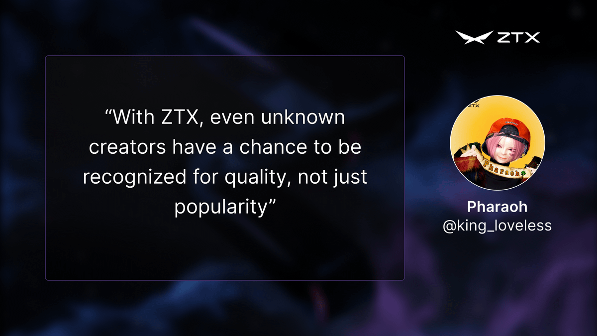 ZTXofficial's tweet photo. 🎨 Meet @king_loveless_, aka Pharaoh

A creator using Web3 to shift culture, build equity, and inspire global communities through ZTX. https://t.co/XuuUCwbXLM