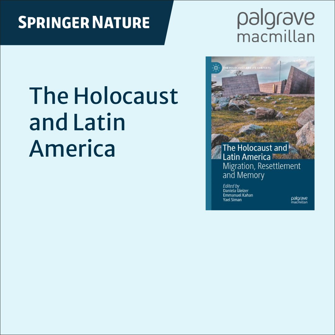Ya está disponible el libro "The Holocaust and Latin America, Migration, Resettlement and Memory" co editado por la integrante de nuestro departamento Dra. Yael Siman.

Pueden revisar más información del mismo aquí:
link.springer.com/book/10.1007/9…
 Enhorabuena!