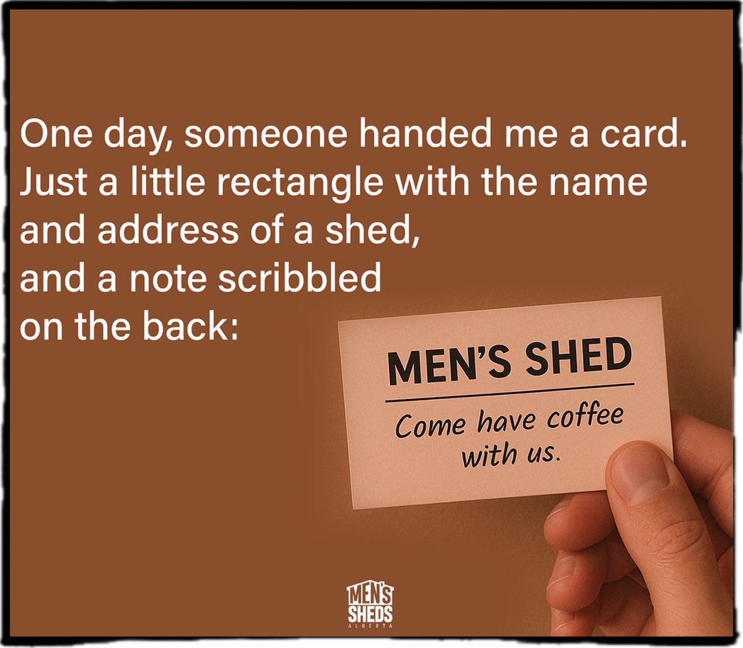 Invite to a #mensshed ⁦<a href="/UCPCaucus/">United Conservative Caucus</a>⁩ ⁦<a href="/abndpcaucus/">Alberta's NDP Caucus</a>⁩ #suicideprevention #loneliness #isolation #mentalealth