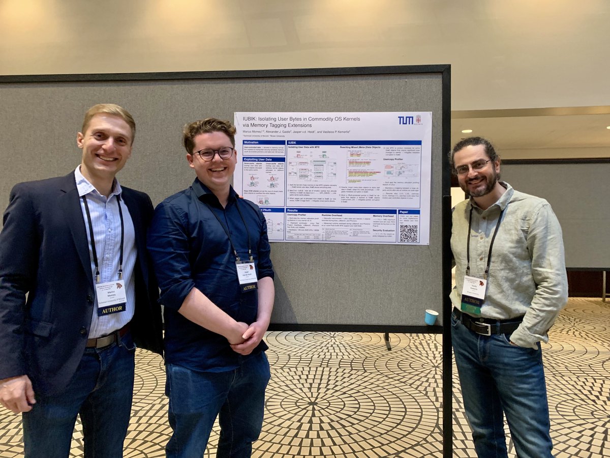 vkemerlis's tweet photo. ๐ข Last week, Brown Secure Systems Lab (SSL, https://t.co/l62DO2ZGGn) was at @IEEESSP 2025, where we presented our latest work on hardening OS kernels against attacks that (ab)use heap-based memory-safety vulnerabilities.
#brownssl #browncs #ieeesp2025 ๐งต https://t.co/htb3mhaMeS