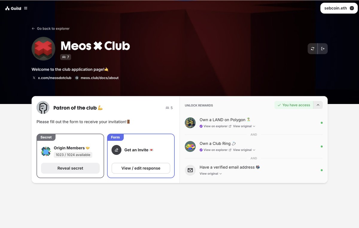 Just joined the <a href="/meosdotclub/">meos.club</a> - can't wait to see more of our amazing #SANDFam community become part of this Creators Club. To be eligible you need to

1. Own a LAND on Polygon 🏞️
2. Own a Club Ring NFT: sandbox.game/en/users/meosc…
3. Be cool and creative :)

then go check here