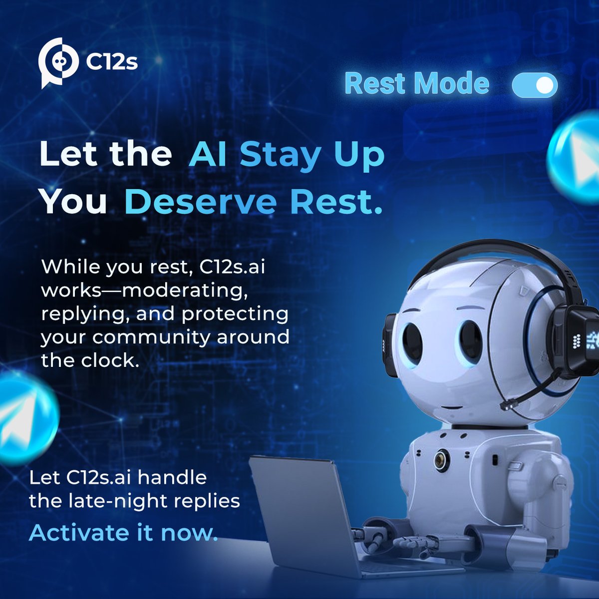 C12s_AI's tweet photo. Your chat’s blowing up—and so is your to-do list.

https://t.co/OOvRU7Fq6w is like an AI assistant who never calls in sick.

Auto-moderation + instant replies = smooth, happy community.

#AIChatManager #C12sAI #AutoModeration #InstantReplies #CommunityMadeEasy https://t.co/n90smMI6VQ