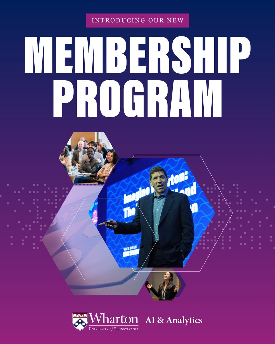 WhartonAIAI's tweet image. Our new Membership Program is here!
Connect with @Wharton’s #AI & #analytics ecosystem through curated opportunities designed for both professionals and organizations. Founding rates for Individual Members available for a limited time.
whr.tn/engage-waiai