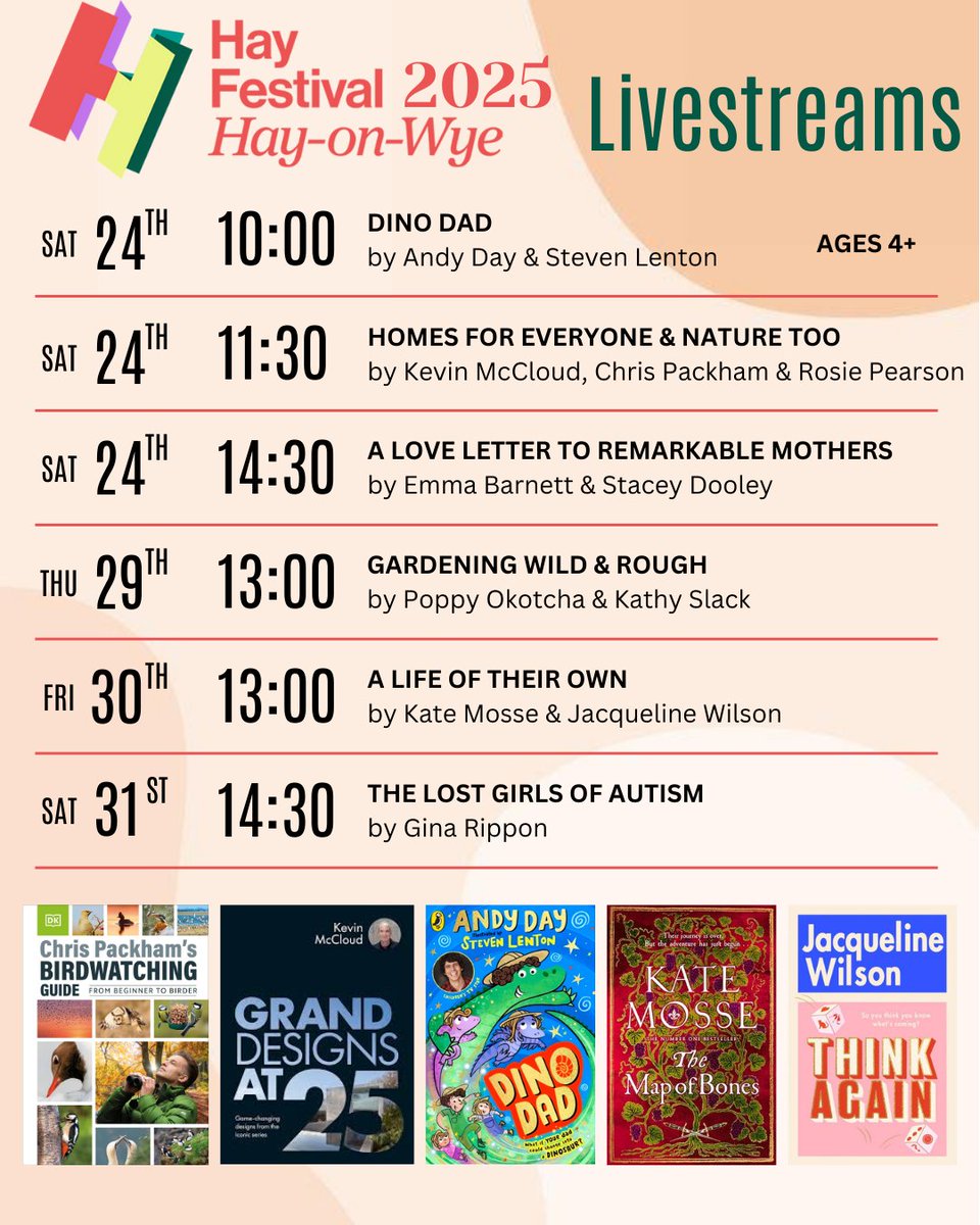 Join us at Jersey Library to watch the Hay Festival 2025 livestreams from some of your favourite authors! Featuring, just to name a few, Andy Day, Kate Mosse, Jacqueline Wilson, Stacey Dooley, Gina Rippon and Chris Packman all talking about the topics that surround their books.